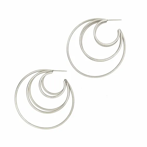 Large Wire Fan Natural Hoop Earrings